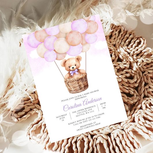 くまの風船 赤ちゃん歓迎パーティー招待状 招待状