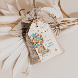 くまの風船 青いベビーシャワー お礼のメッセージ ギフトタグ