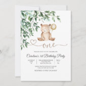 くまの風船 1歳の誕生日招待状 招待状 (正面)