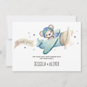 くまの飛行機 感謝カード 招待状 (正面)