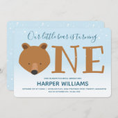 くまの1歳の冬の誕生日 招待状 (正面/裏面)