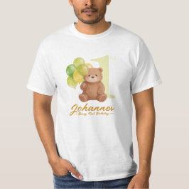くまの1歳の誕生日おめでとう親子Tシャツ Tシャツ