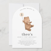 くまの1歳の誕生日アーチ招待状 招待状 (正面)