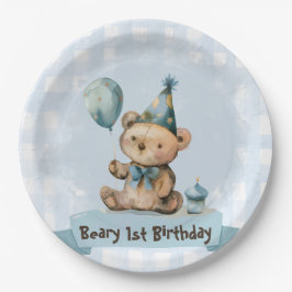 くまの1歳の誕生日パーティーのためのペーパープレート ペーパープレート