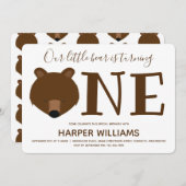 くまの1歳の誕生日パーティー 招待状 (正面/裏面)