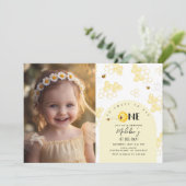 くまの1歳の誕生日写真 招待状 (スタンド正面)