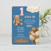 くまの1歳の誕生日招待状「Bearly One」 招待状 (スタンド正面)