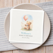 くまの1歳の誕生日 テディベアと風船の男の子