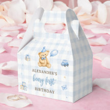 くまの1歳の誕生日 ブルーバルーン