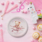 くまの1歳の誕生日 紙皿 ウォーターカラーテディ (パーティー)
