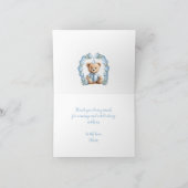 くまの1歳誕生日 ブルー ベージュ バルーン テディベア サンキューカード (内部)