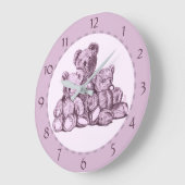 くまの3兄弟の数字付き丸型アクリル壁掛け時計 ラージ壁時計 (傾斜)