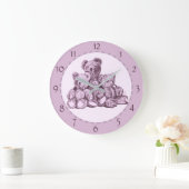 くまの3兄弟の数字付き丸型アクリル壁掛け時計 ラージ壁時計 (ホーム)