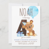 くまの4歳誕生日招待状 招待状 (正面)