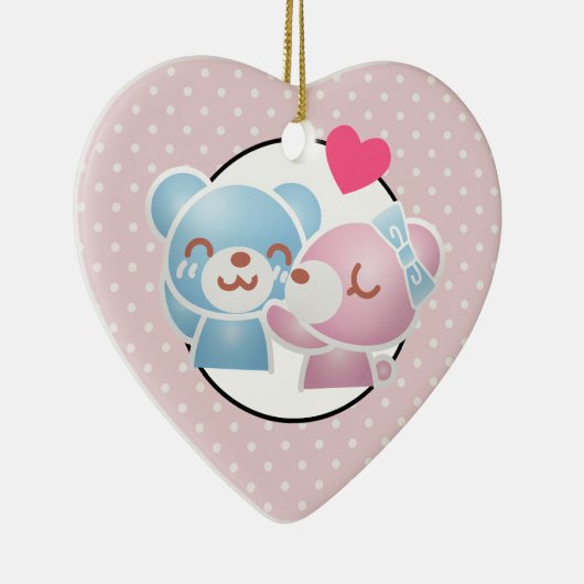 くまキスをするが可愛くてかわいい セラミックオーナメント (右)