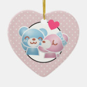 くまキスをするが可愛くてかわいい セラミックオーナメント (正面)