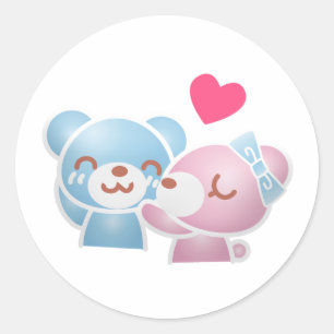 くまキスをするが可愛くてかわいい ラウンドシール