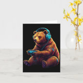 くまゲーム 動物 ビデオゲーム 面白いくま カード (黄色い花)