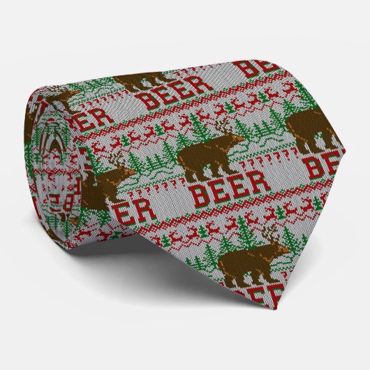 くまシカまたはビールクリスマスのジャンパーのニットのスタイル ネクタイ (ロール)