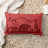 くまロッジの装飾の枕(個人化して下さい) ランバークッション (ブランケット)