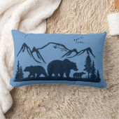 くまロッジの装飾の枕(個人化して下さい) ランバークッション (ブランケット)