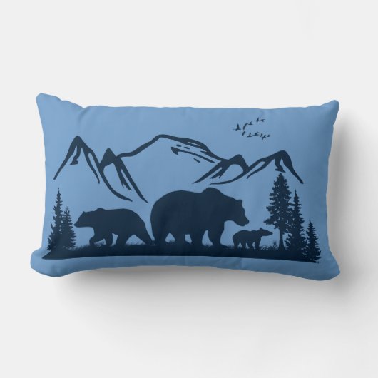 くまロッジの装飾の枕(個人化して下さい) ランバークッション (正面)