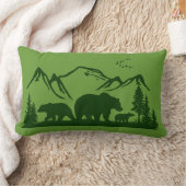 くまロッジの装飾の枕(個人化して下さい) ランバークッション (ブランケット)