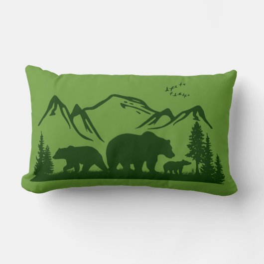 くまロッジの装飾の枕(個人化して下さい) ランバークッション (正面)