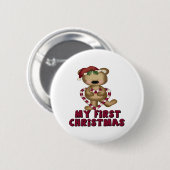 くま及びキャンディ・ケーンのベビーの初めてのクリスマス 缶バッジ (正面&裏面)