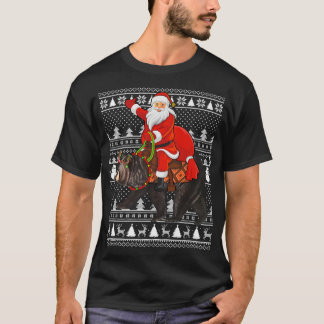 くま好きのための面白いサンタが乗ったくまのダサいクリスマス Tシャツ