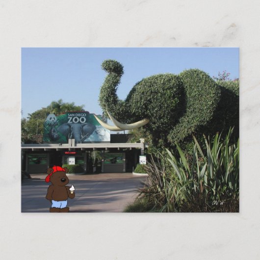 「くま家族」はカリフォルニアの郵便はがき訪問します ポストカード (正面)