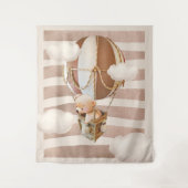 くま気球ニュートラル仮想シャワー背景 タペストリー (正面)