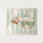 くま気球バーチャルシャワー背景 タペストリー (正面(横))