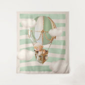 くま気球バーチャルシャワー背景 タペストリー (正面)