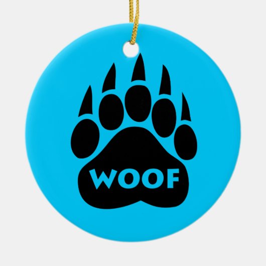 くま足ゲイプライドの"WOOF"の円形のクリスマスのオーナメント セラミックオーナメント (正面)