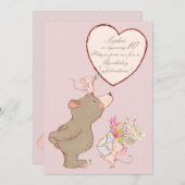 くま とねずみの子供の誕生日招待状 招待状 (正面/裏面)