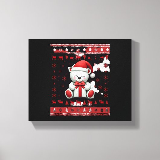 くま クリスマス クリスマス (5) キャンバスプリント (正面)