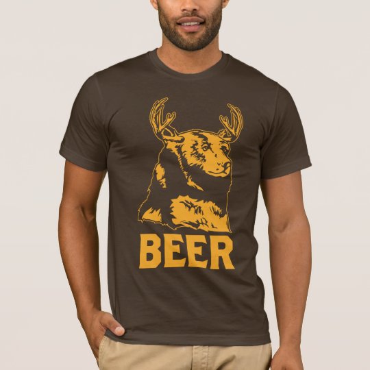 くま + シカ=ビール Tシャツ