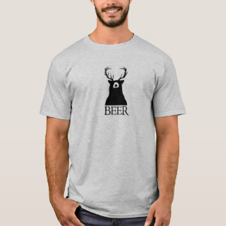 くま + シカ=ビール Tシャツ