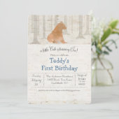 くま シラカンバ 初めての1歳の誕生日 招待状 (スタンド正面)