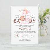 くま スペイン語 ベビーシャワー 女の子 招待状 (スタンド正面)