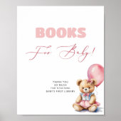 くま ピンク風船 女の子 ベビーシャワー 本 赤ちゃんのための本 ポスター (正面)