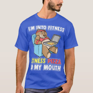 くま 私はフィットネスが好き フィットネスピザが私の口の中 Tシャツ
