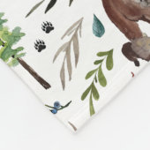 くま、葉および木毛布 フリースブランケット (角)