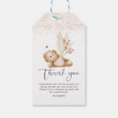 くま & 蜂のファーストバースデー感謝カード ギフトタグ (裏面)