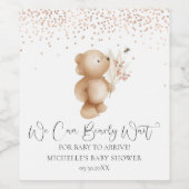 くま & 蜂 | 生まれてくるのを今か今かと待ち遠しい!ベイビーシャワー ワインラベル (シングルラベル)