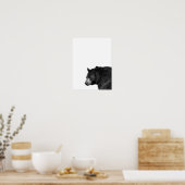 くま 黒 白 キャビン ぬいぐらむ 写真 ポスター (キッチン)