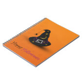 くもが付いているハロウィンの魔法使いの帽子 ノートブック (左側)