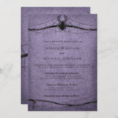 くものハロウィンのゴシック様式結婚式 招待状 (正面/裏面)