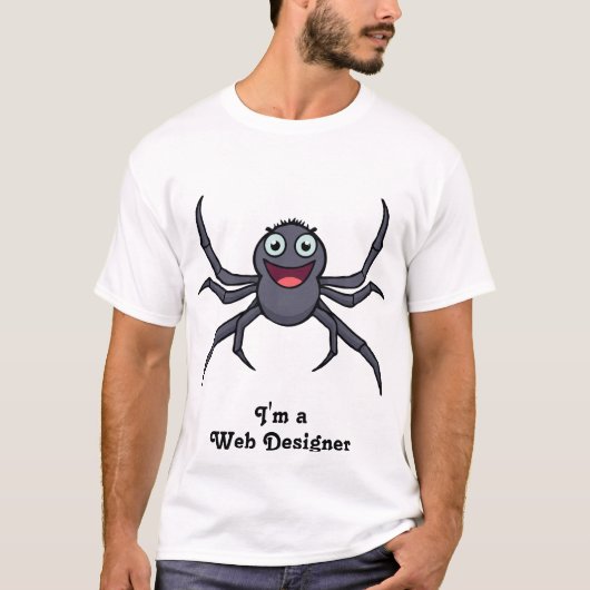 「くもの巣おもしろいデザイナー」スパイダーアニメ Tシャツ (正面)